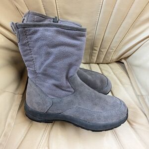 LL Bean Women's 10 Gray Winter Snow  Boots Insulated Leather Ankle Soft Rugged